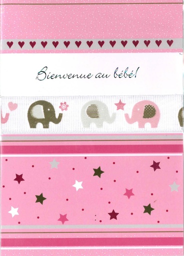 [CRT-50NAI33288] Wenskaart Bienvenue au bébé - 12x17cm/cello+omslag