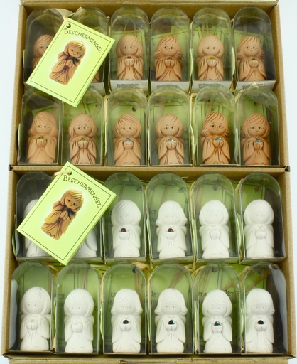 [ENG-01MD117NL] Beschermengel TC/wit /imm. cristal steentje - in cello verpa