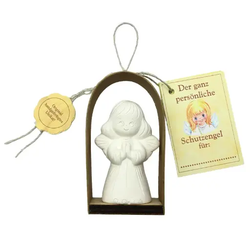 [ENG-01WT107DE] Staande engel groot TC - wit - Duitse tekst - 8,5cm