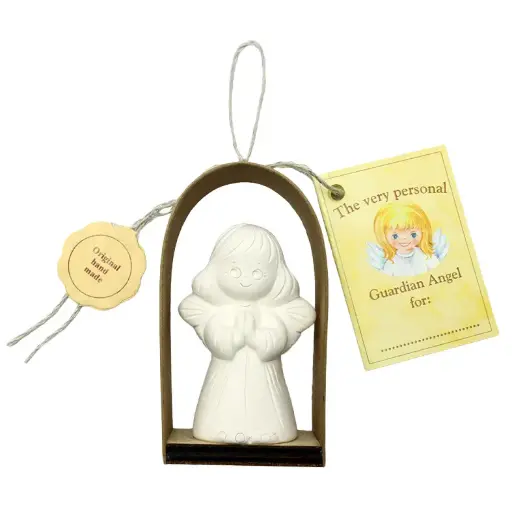 [ENG-01WT107EN] Ange gardien debout TC - blanc - texte anglais - H=8,5cm