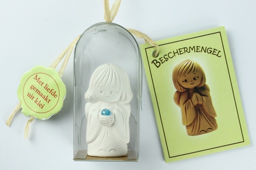 [ENG-01WT117NL] Schutzengel weiss mit imm.Kristal Stein in cello - Holländis