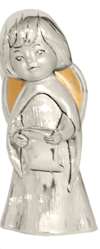 [ENG-35ZIN890A] Angelot chantant en résine/argenté - 6cm