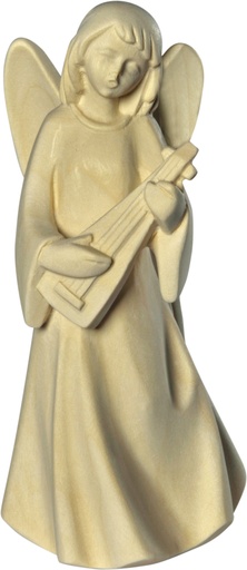 [ENG-69EAM508N] Ange d'amitié avec lute - bois sculpté - 8cm/nature