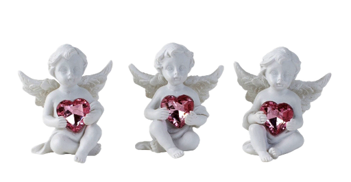 [ENG-79CR4419] Engel sitzend mit rosa Herz - h=4,5cm - assort.