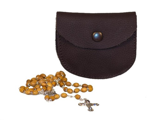[ETU-43RZKM1BR] Etui chapelet - cuir/petit - brun (80x70mm)