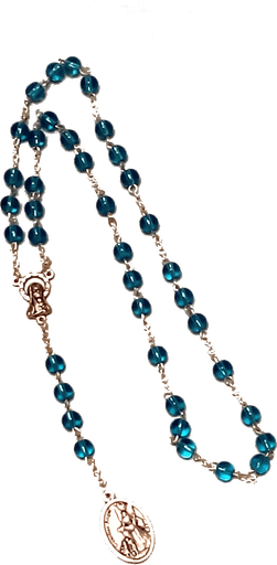 [RZK-05MIC006AQ] Chapelet/semi-cristal - St Michel - 6mm/bleu