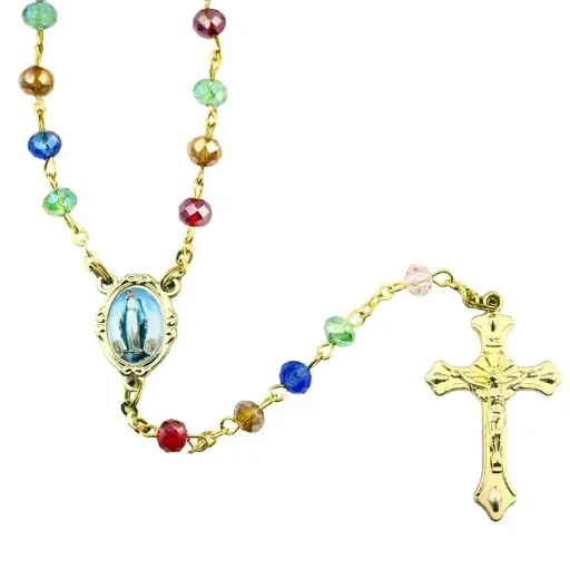 [RZK-09M001] Rozenkrans - semi-cristal/verguld ketting -  versch.kleuren (⌀ 6mm)