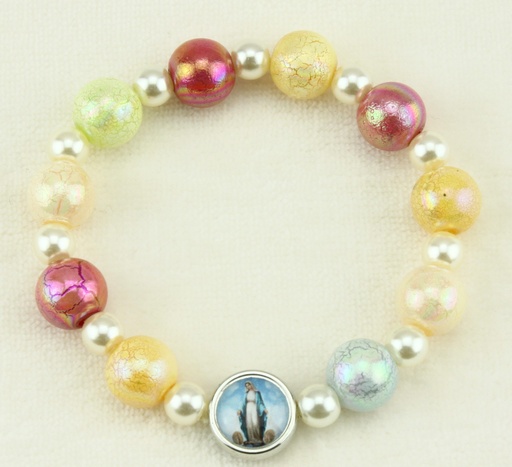 [ARM-09M02] Bracelet elastique - imitation perle - multi couleur (Ø10, 6mm)