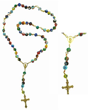 [GIR-82CHAPM11] CHAPELET MURANO MULTICOLORE MAT
