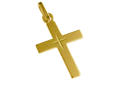 [HKP-10011] Croix lisse - Ag 925‰ Plaqué Or 3μm (15x20mm)