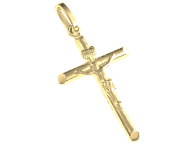 [HKP-10105] Kruisje corpus - Ag 925‰ 3μm verguld (18x27mm)