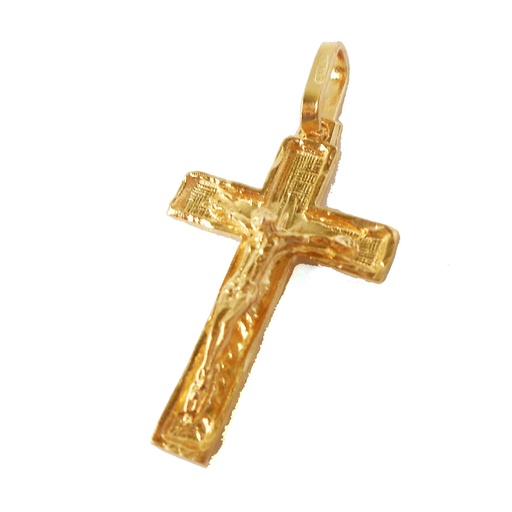 [HKP-10113] Croix + Christ Plaqué Or 3æm - Ag 925‰ - 22mm