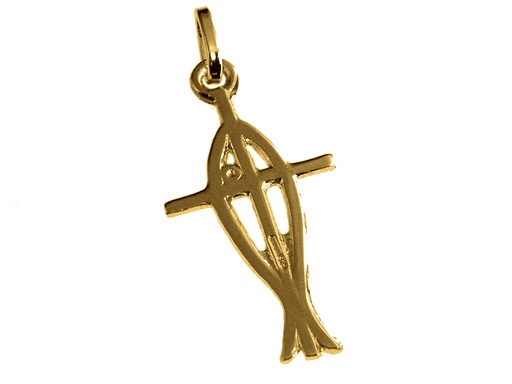 [HKP-10ICT] Pendant - gold plated 3MC - Cross/fish Ichtus