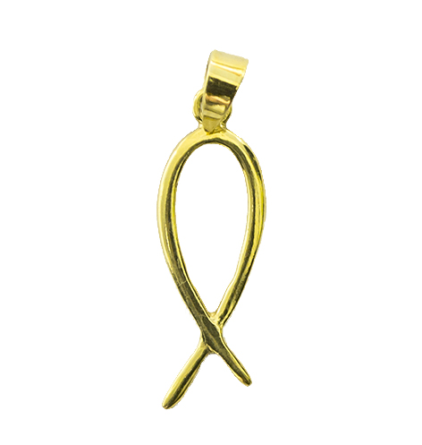 [HKP-48ICT] Pendentif Ichtus - Ag 925‰ Plaqué Or 3μm (8x20mm)