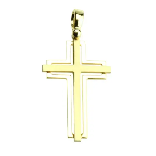 [HKP-53CR02] Kruisje bicolor - Ag 925‰ 3μm verguld (16x25mm)