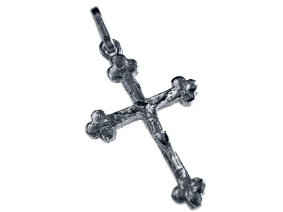 [HKZ-10114] Croix avec Christ/gotique - Argent 925‰ rhodié (17x24mm)