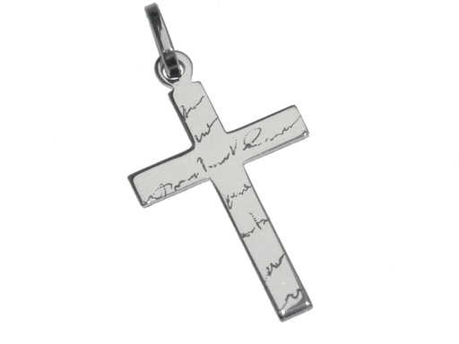 [HKZ-10124] Croix travaillée- Argent 925‰ rhodié (18x26mm)