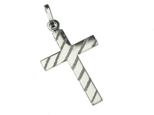 [HKZ-10125] Croix travaillée - Argent 925‰ rhodié (18x26mm)
