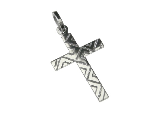 [HKZ-10132] Croix travaillée - Argent 925‰ rhodié (18x26mm)