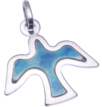 [HKZ-10DF291] Pendentif/colombe/émaillée - Argent 925‰ rhodié (17x20mm)