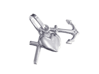 [HKZ-10HGL] Croix Foi,Espérance&Charité - Argent 925‰ rhodié (15mm)
