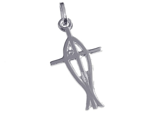 [HKZ-10ICT] Pendentif Ichtus - Argent 925‰ rhodié (15x25mm)