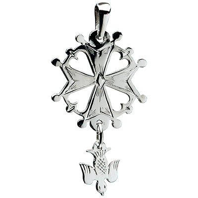 [HKZ-46HUG] Croix Huguenote - Argent 925‰ rhodié (15x27mm)