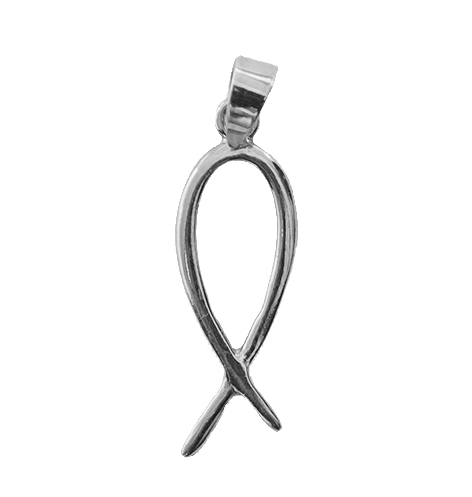 [HKZ-48ICT] Pendentif Ichtus - Argent 925‰ rhodié (8x20mm)
