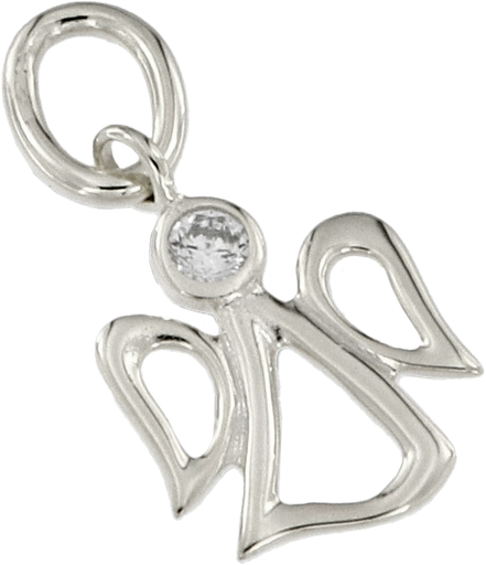 [HKZ-49M19] Ange pendentif/pierre zircone blanche - Argent 925‰ rhodié (15x20mm)