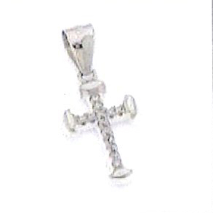 [HKZ-49M20] Halskreuz mit zirkonium Steine Weiss - silber 925 rhodiert (8x12mm)