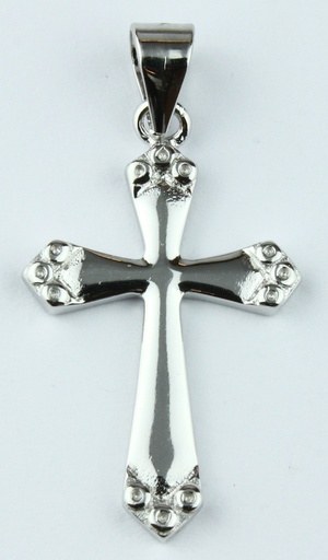 [HKZ-49M23] Halskreuz mit zirkonium Steine Weiss - silber 925 rhodiert (16x24mm)