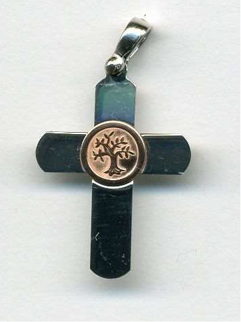 [HKZ-53CR07] Halzkreuz Lebensbaum - versilbert 925 (20x25mm)