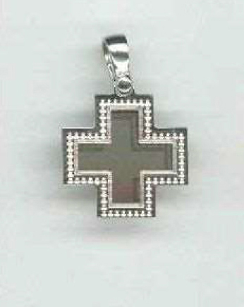 [HKZ-53CR08] Halzkreuz mit steine - versilbert 925 (15x15mm)