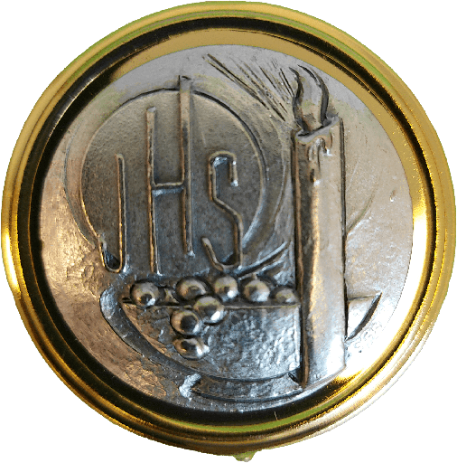 [HSD-55BGI01] Hostiedoosje verguld/metaal - Kaars - D 40mm