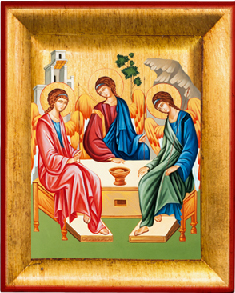 [IKO-09TRI1168] Ikoon zeefdruk/boord - H.Drievuldugheid Roublev (100x130mm)