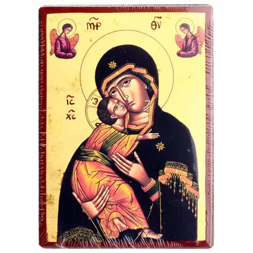 [IKO-13B1VLA] Icône lithographie/platte - Vierge Vladimir (95x135mm)