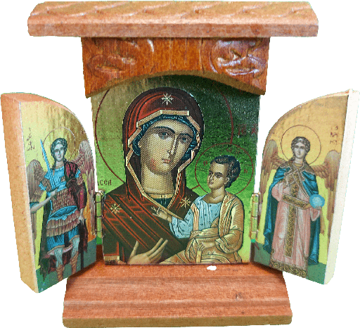 [IKO-13DRLM2GD] Drieluik met basis - geplakt/verguld (90x100mm)