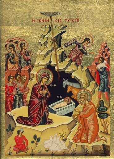 [IKO-35S2NAT] Icône sériegraphie/feuille doré - Nativité (105x145mm)