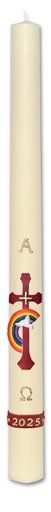 [KAA-20PK2KGB] Paaskaars/conisch - 2kg - 70/800mm - relief KRUIS/DUIF/REGENBOOG