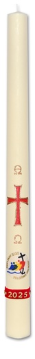 [KAA-20PK7KGA] Paaskaars/conisch - 7kg - 105/1000mm - relief KRUIS/PELEGRIMS/ROOD