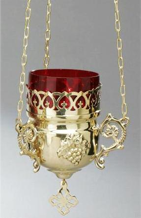[KAN-14EWL330] Godslamphouder/ketting verguld - H 15cm