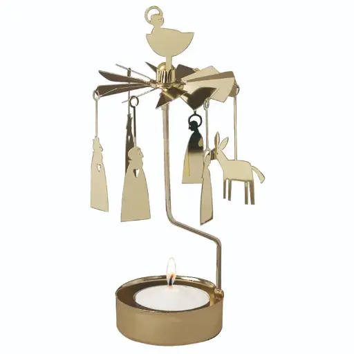 [KAN-62AN760] Rot. candlehold Crib gold -16cm