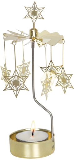 [KAN-62AN865] Teelichter brandend/roterend - kerstster -16cm