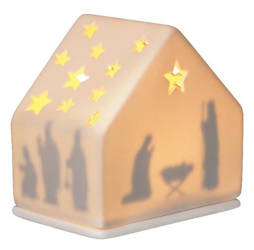 [KAN-95KGR292] Crib porcelain, unglazed, printed withe décal inside - 10x7x10cm