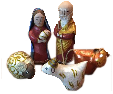 [KGR-06SET01] Groupe de Noël 5 pièces H 13cm - peint à la main