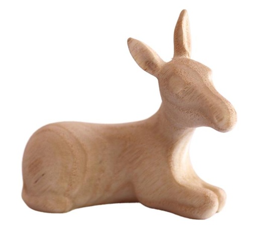 [KGR-07ANEA12N] Âne/Groupe Aida - H 12cm - bois sculpté/nature