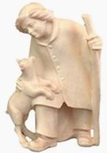 [KGR-07H16M09N] Berger avec agneau/Groupe Sonia - H 9cm - bois sculpté/naturel