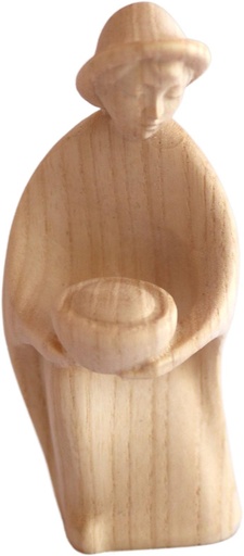 [KGR-07HD61A12N] Berger agenouillé/Groupe Aïda - H 12cm - bois sculpté/naturel