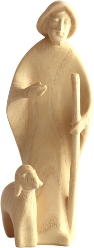 [KGR-07HD62A12N] Berger avec mouton/Groupe Aida - H 12cm - bois sculpté/naturel