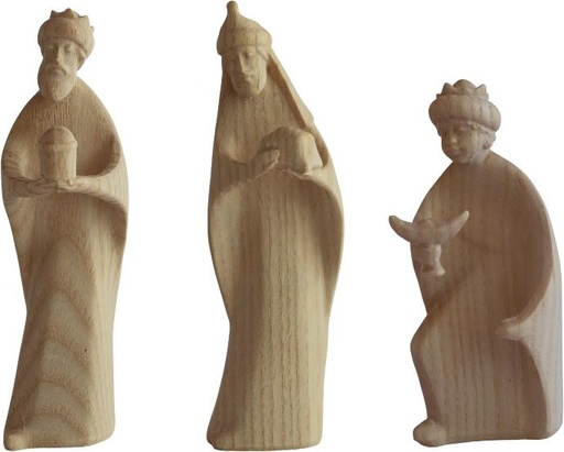[KGR-07KONA12N] Les Rois mages/Groupe Aida - H 12cm - bois sculpté/nature